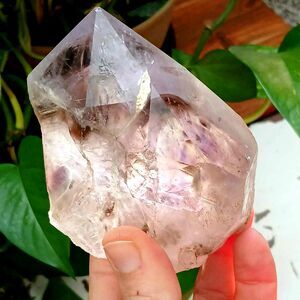 Large Smoky Amethyst Crystal Point - 3.5x3x2.5" - Home Decor, Garden, Office